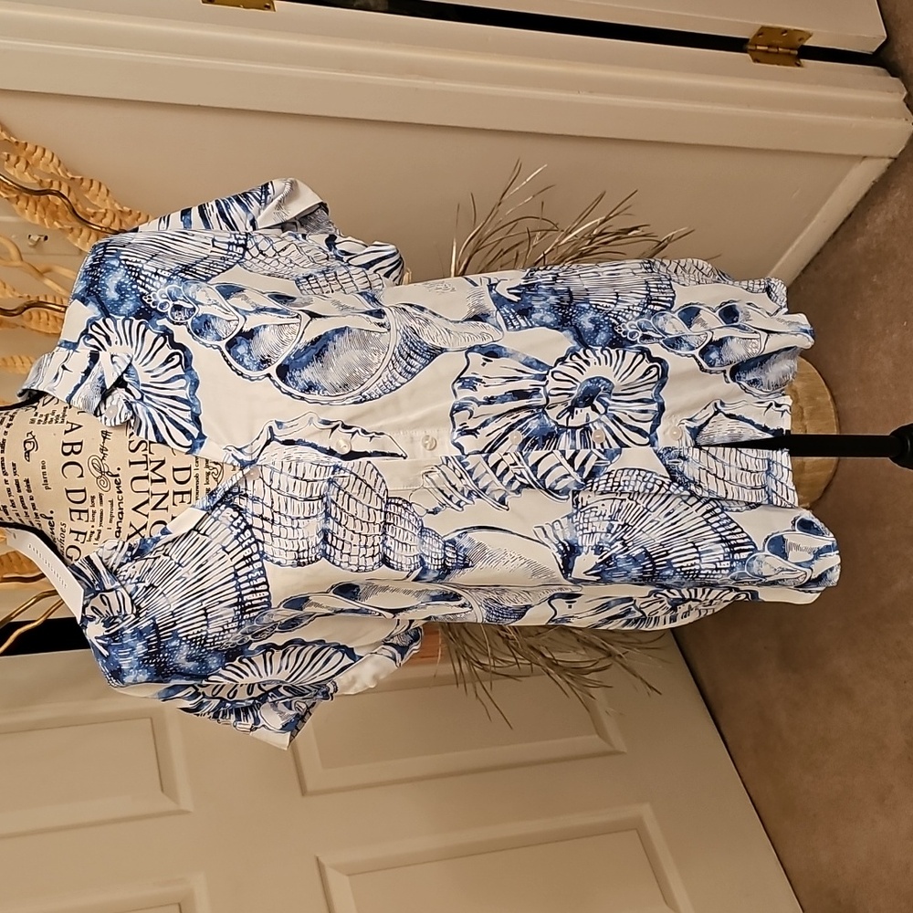 BRAND NEW BLUE/WHITE JANE + DELANCEY BLOUSE